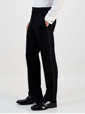 ALFANI SLIM FIT TUXEDO PANTS BLACK FLAT FRONT 36/32 LIKE NEW